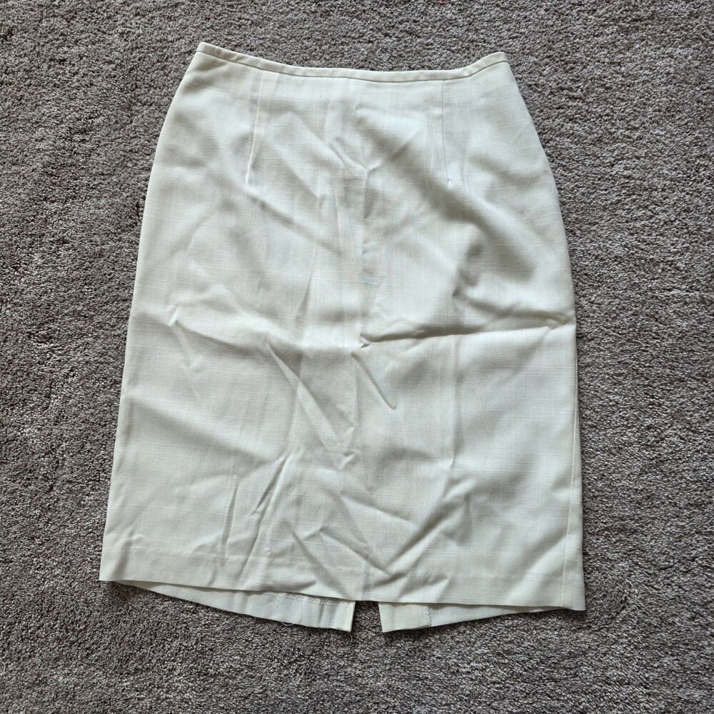 VTG Toby Pencil Skirt Cream Off White 10 Officecore Minimalist 80s 90s USA